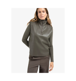 YAYA Faux Leather Sleeveless Top in Dark Taupe Grey by YAYA