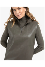 YAYA Faux Leather Sleeveless Top in Dark Taupe Grey by YAYA