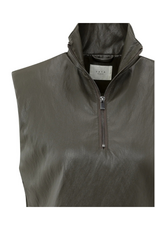 YAYA Faux Leather Sleeveless Top in Dark Taupe Grey by YAYA