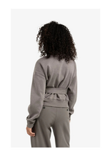 YAYA High Neck Sweater with Matching Belt in Dark Night Grey Melange by YAYA
