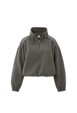 YAYA Sweatshirt with Balloon Sleeves and Zip Collar by YAYA