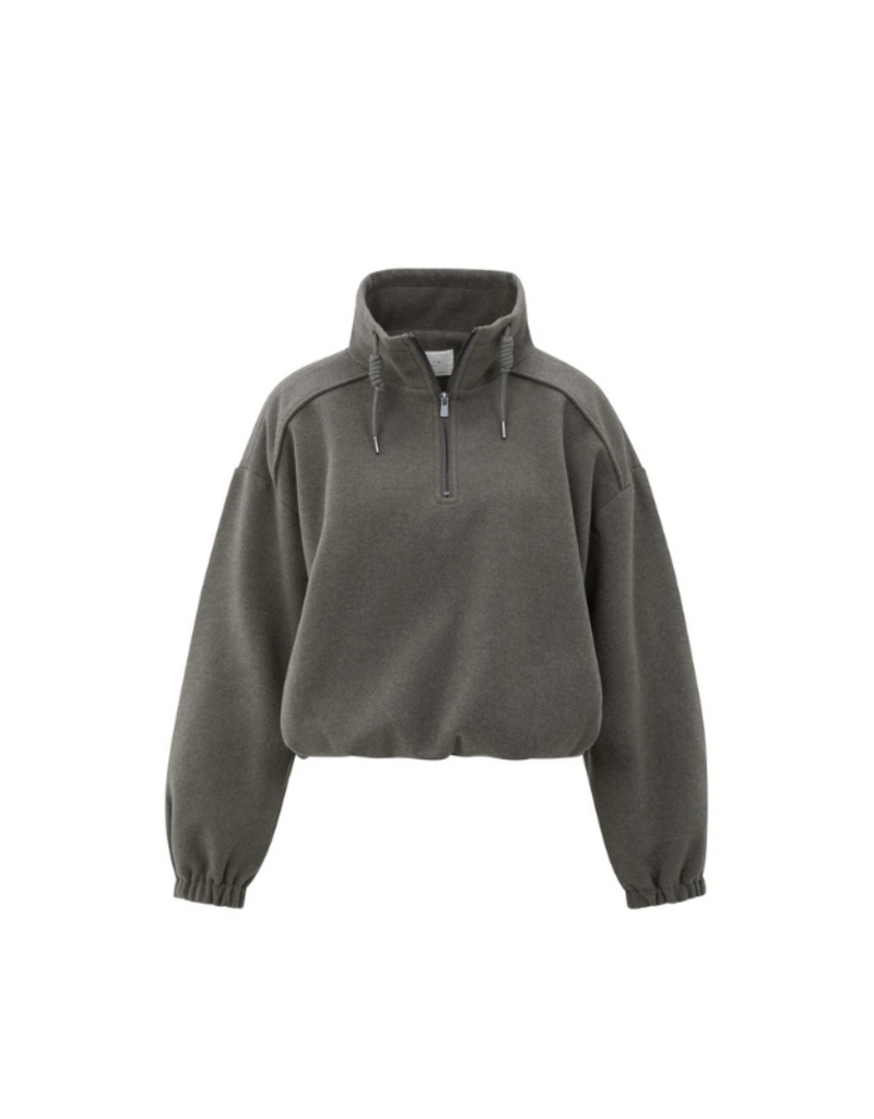 YAYA Sweatshirt with Balloon Sleeves and Zip Collar by YAYA