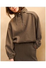 YAYA Sweatshirt with Balloon Sleeves and Zip Collar by YAYA