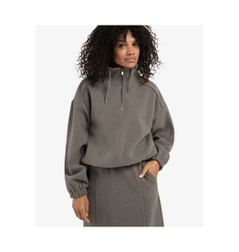 YAYA Sweatshirt with Balloon Sleeves and Zip Collar by YAYA