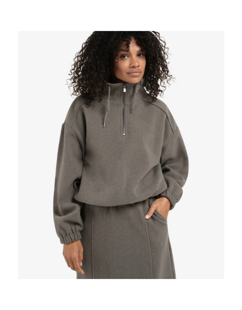 YAYA Sweatshirt with Balloon Sleeves and Zip Collar by YAYA