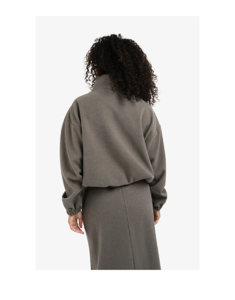 YAYA Sweatshirt with Balloon Sleeves and Zip Collar by YAYA