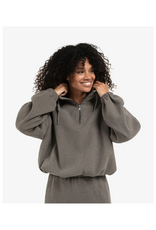YAYA Sweatshirt with Balloon Sleeves and Zip Collar by YAYA