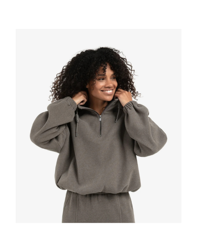 YAYA Sweatshirt with Balloon Sleeves and Zip Collar by YAYA