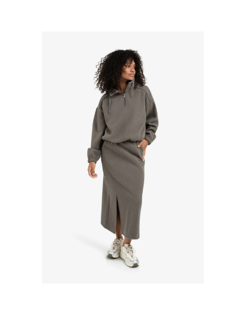 YAYA Sweatshirt with Balloon Sleeves and Zip Collar by YAYA