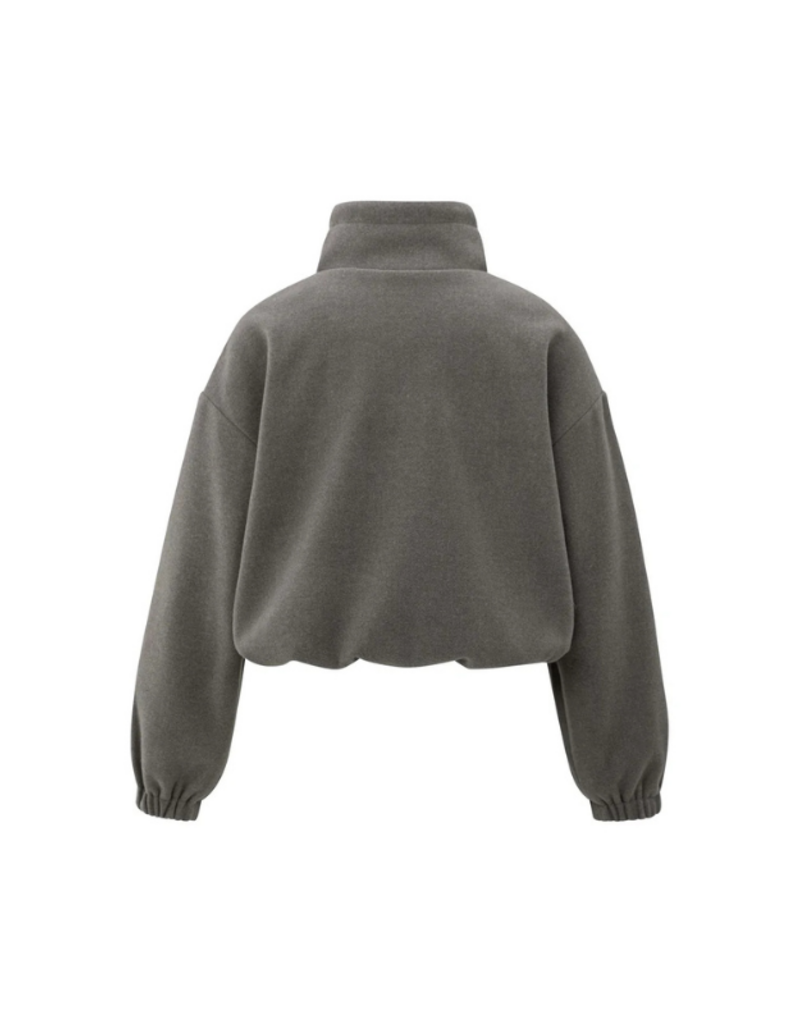 YAYA Sweatshirt with Balloon Sleeves and Zip Collar by YAYA