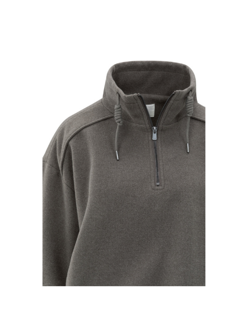 YAYA Sweatshirt with Balloon Sleeves and Zip Collar by YAYA