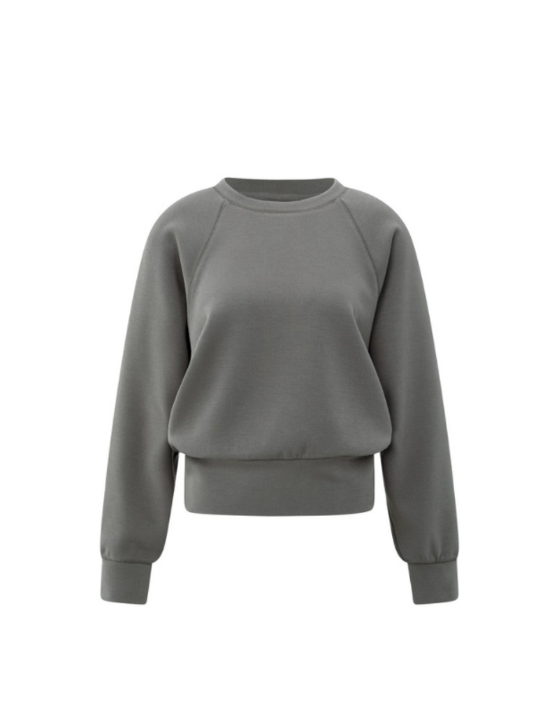 YAYA Raglan Sweatshirt with Fine Rib Texture and Crew Neck by YAYA