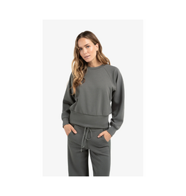 YAYA Raglan Sweatshirt with Fine Rib Texture and Crew Neck by YAYA