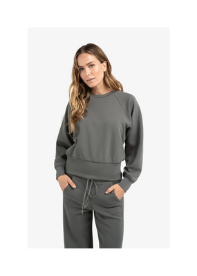 YAYA Raglan Sweatshirt with Fine Rib Texture and Crew Neck by YAYA