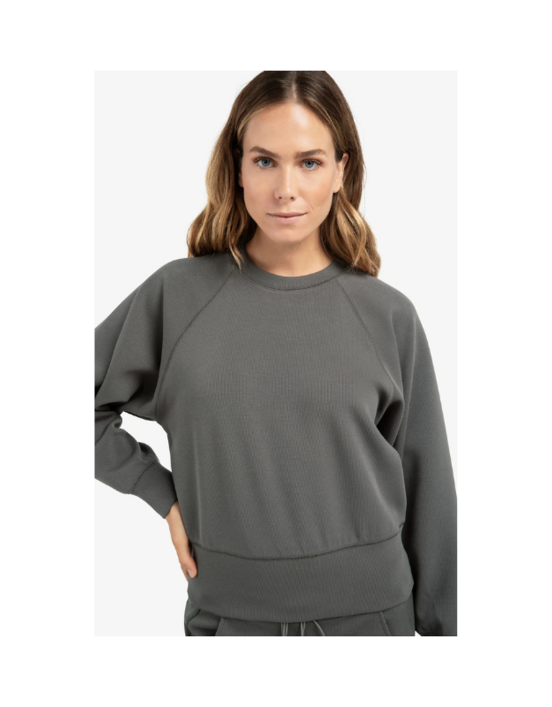 YAYA Raglan Sweatshirt with Fine Rib Texture and Crew Neck by YAYA