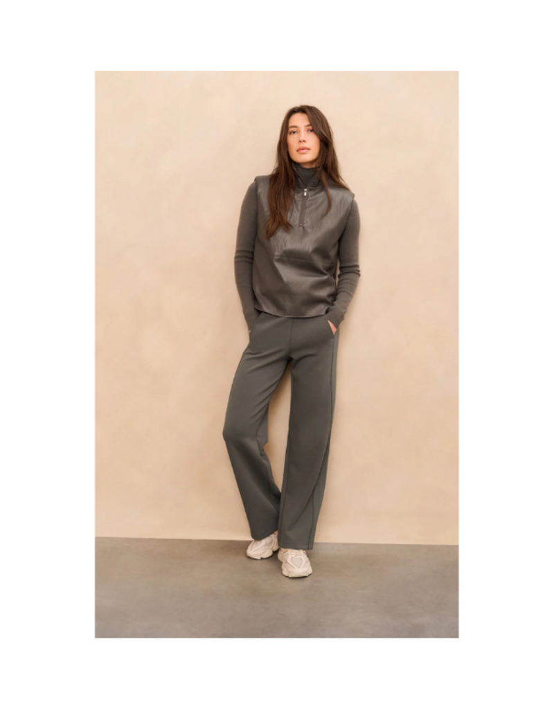 YAYA Jersey Trousers with Wide Legs and Side Seam Details by YAYA