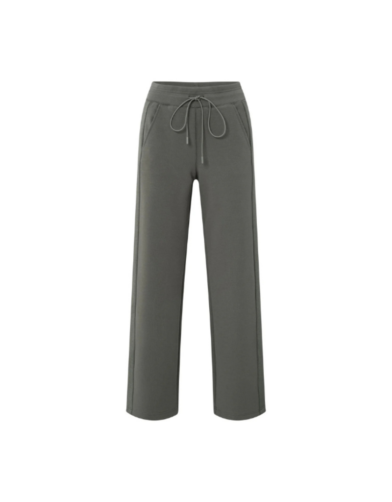 YAYA Jersey Trousers with Wide Legs and Side Seam Details by YAYA