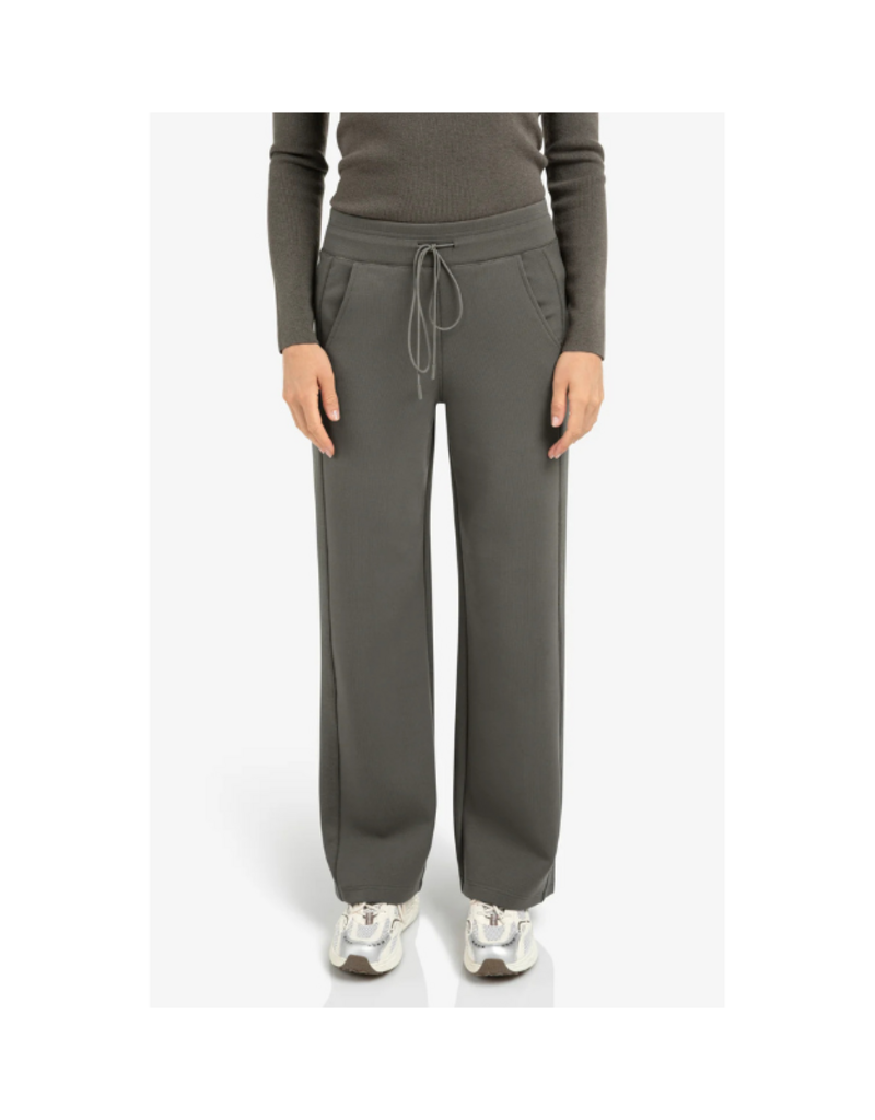 YAYA Jersey Trousers with Wide Legs and Side Seam Details by YAYA
