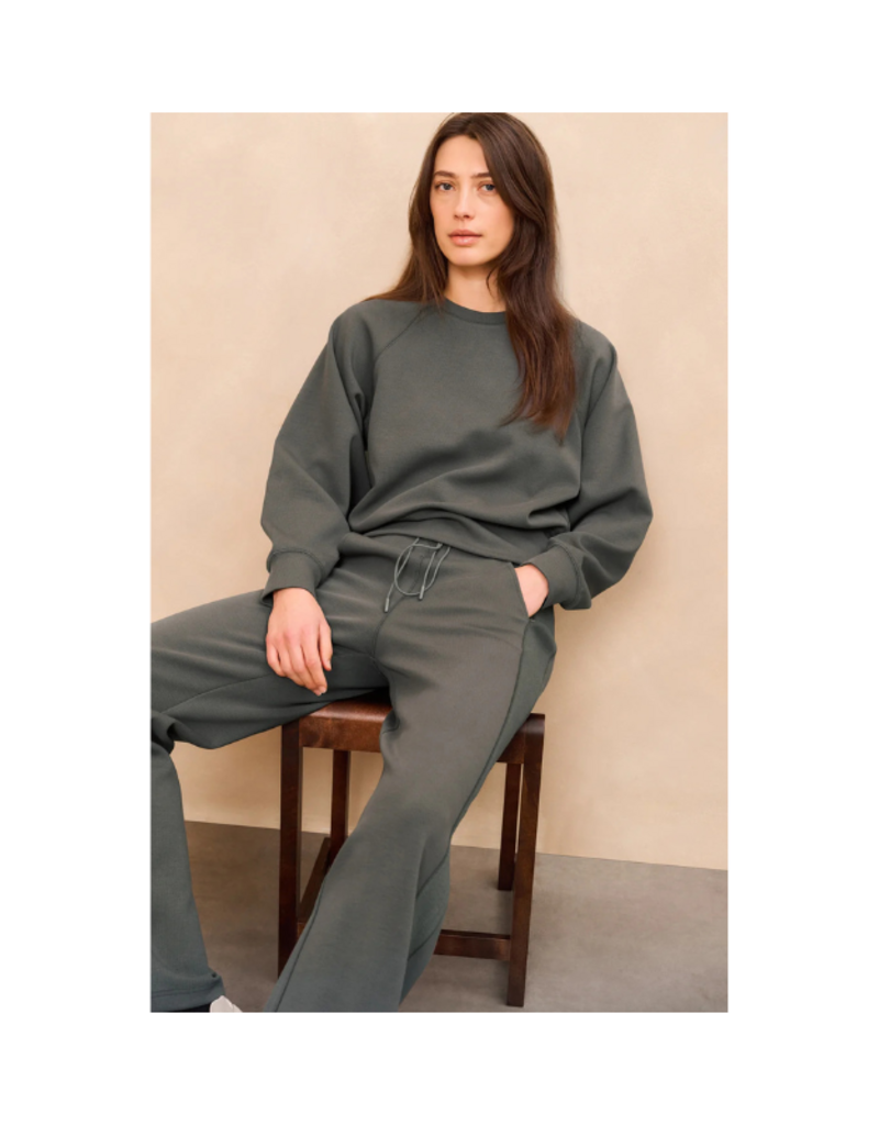 YAYA Jersey Trousers with Wide Legs and Side Seam Details by YAYA