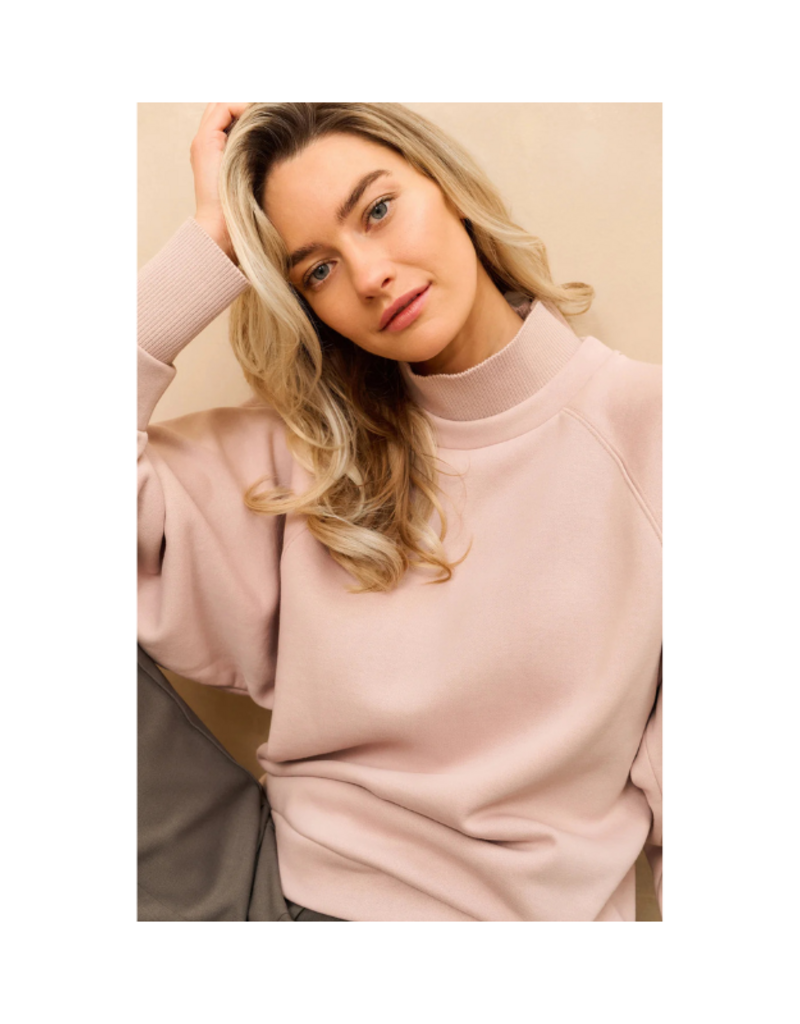 YAYA Sweatshirt with High Ribbed Collar and Extended Cuffs by YAYA