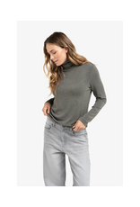 YAYA Heavyweight Jersey Turtleneck in Dark Taupe Grey Melange by YAYA