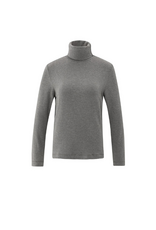 YAYA Heavyweight Jersey Turtleneck in Dark Taupe Grey Melange by YAYA