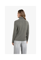 YAYA Heavyweight Jersey Turtleneck in Dark Taupe Grey Melange by YAYA