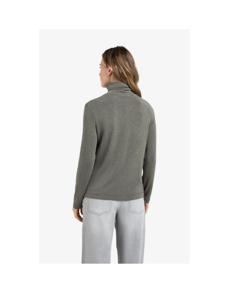 YAYA Heavyweight Jersey Turtleneck in Dark Taupe Grey Melange by YAYA