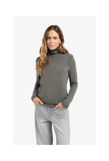 YAYA Heavyweight Jersey Turtleneck in Dark Taupe Grey Melange by YAYA