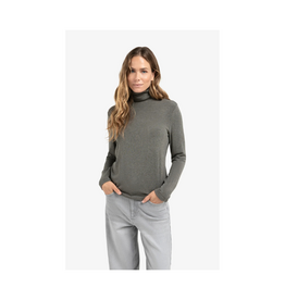 YAYA Heavyweight Jersey Turtleneck in Dark Taupe Grey Melange by YAYA