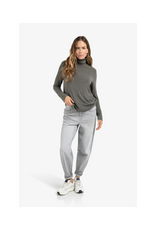 YAYA Heavyweight Jersey Turtleneck in Dark Taupe Grey Melange by YAYA