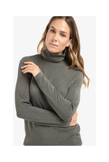 YAYA Heavyweight Jersey Turtleneck in Dark Taupe Grey Melange by YAYA
