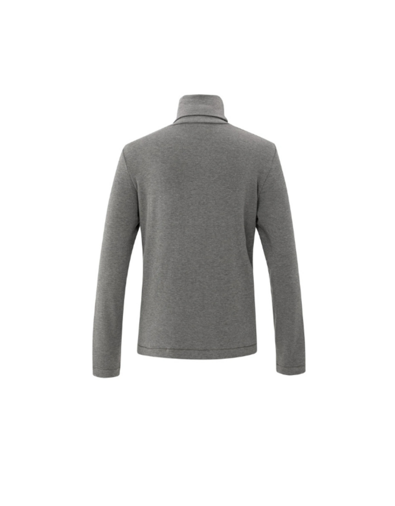 YAYA Heavyweight Jersey Turtleneck in Dark Taupe Grey Melange by YAYA