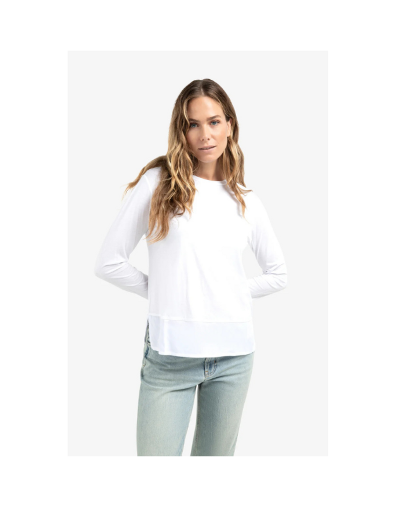 YAYA Longsleeve Top with Woven Hem and Cuff Details by YAYA