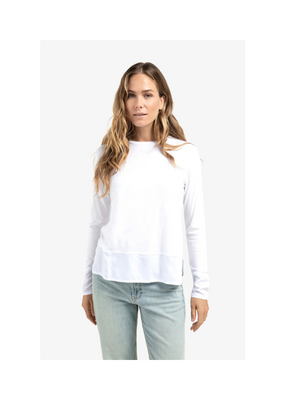 YAYA Longsleeve Top with Woven Hem and Cuff Details by YAYA
