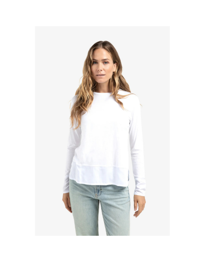 YAYA Longsleeve Top with Woven Hem and Cuff Details by YAYA