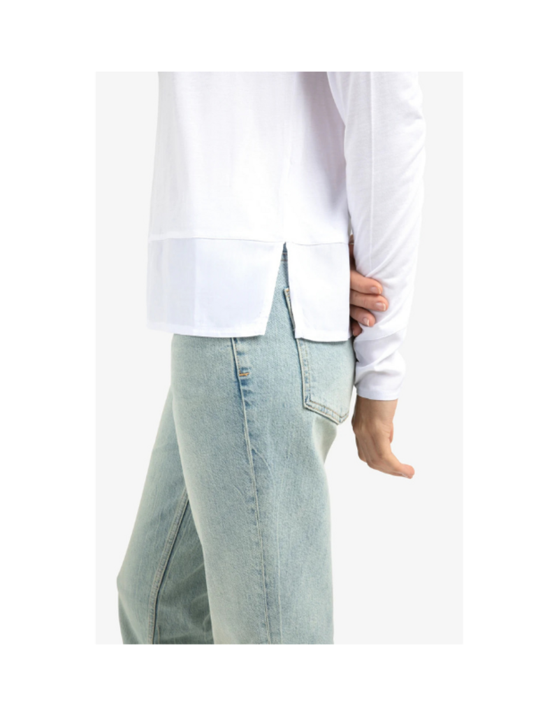 YAYA Longsleeve Top with Woven Hem and Cuff Details by YAYA
