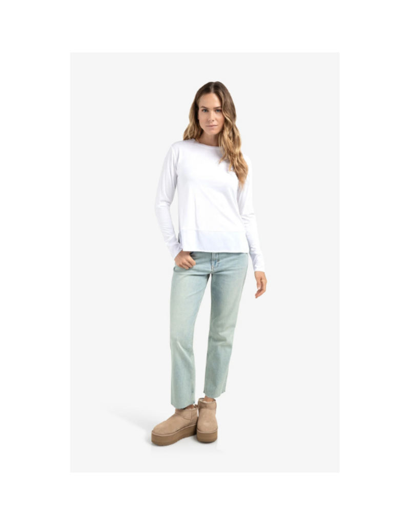YAYA Longsleeve Top with Woven Hem and Cuff Details by YAYA