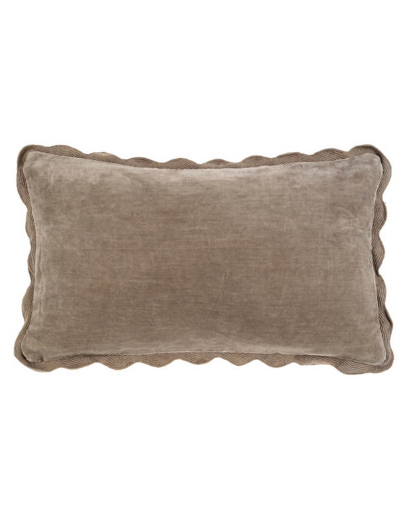 Indaba Trading Fog Velvet Scallop Pillow 21"x12"