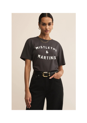 Z Supply Mistletoe Boyfriend Tee in Black Sand by Z Supply