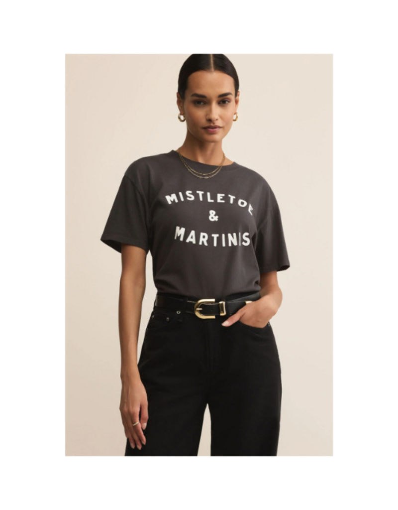 Z Supply Mistletoe Boyfriend Tee in Black Sand by Z Supply