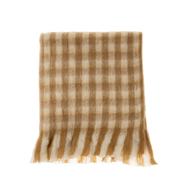 Indaba Trading Gingham Wool Blend Throw in Camel