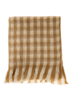 Indaba Trading Gingham Wool Blend Throw in Camel