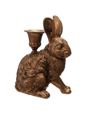 Creative Co-Op Rabbit Taper Holder Resin