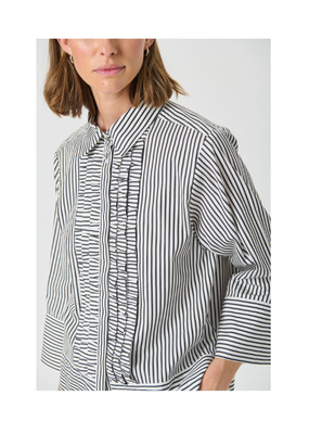 Part Two Vinny Shirt in Black Stripe by Part Two