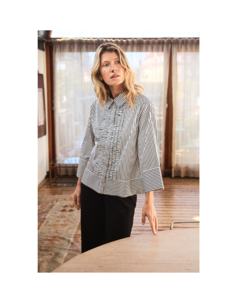 Part Two Vinny Shirt in Black Stripe by Part Two