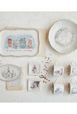 Creative Co-Op Stoneware Platter Village Christmas Scene