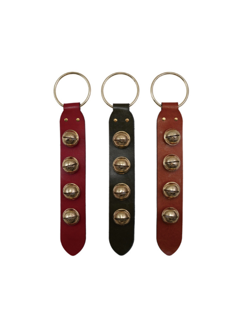Creative Co-Op Leather Metal Bells Door Hanger