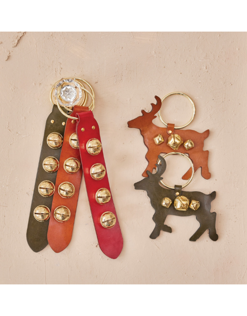 Creative Co-Op Leather Metal Bells Door Hanger