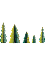 Creative Co-Op Set of 5 Teal, Blue & Chartreuse Paper Trees